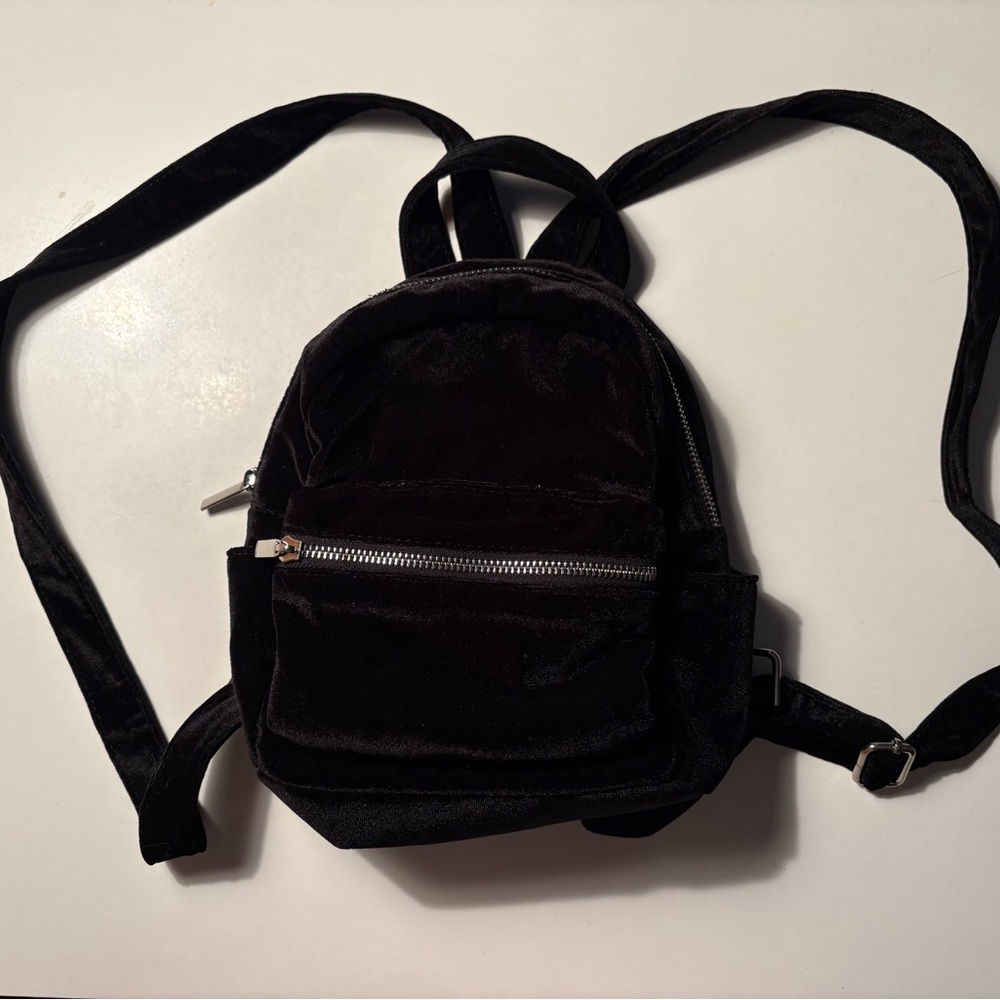 Stylish Black Velour Backpack